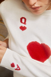 Dame de Cœur White Wool Sweater