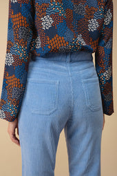 Pantalon Idéaliste en velours Bleu Croisière