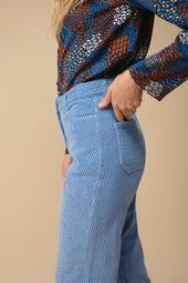 Pantalon Idéaliste en velours Bleu Croisière