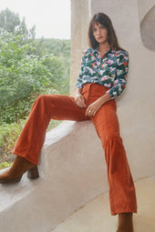 Pantalon Idéaliste en velours Citrouille
