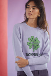 Pull Bonheur Violet en laine