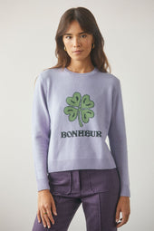 Pull Bonheur Violet en laine