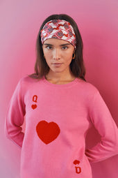 Pull Dame de Cœur Rose en Laine