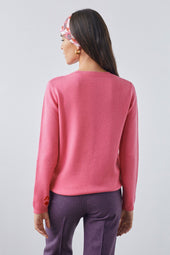 Pull Dame de Cœur Rose en Laine