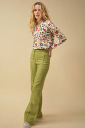 Pantalon Enchanteur en laine Vert Pistache