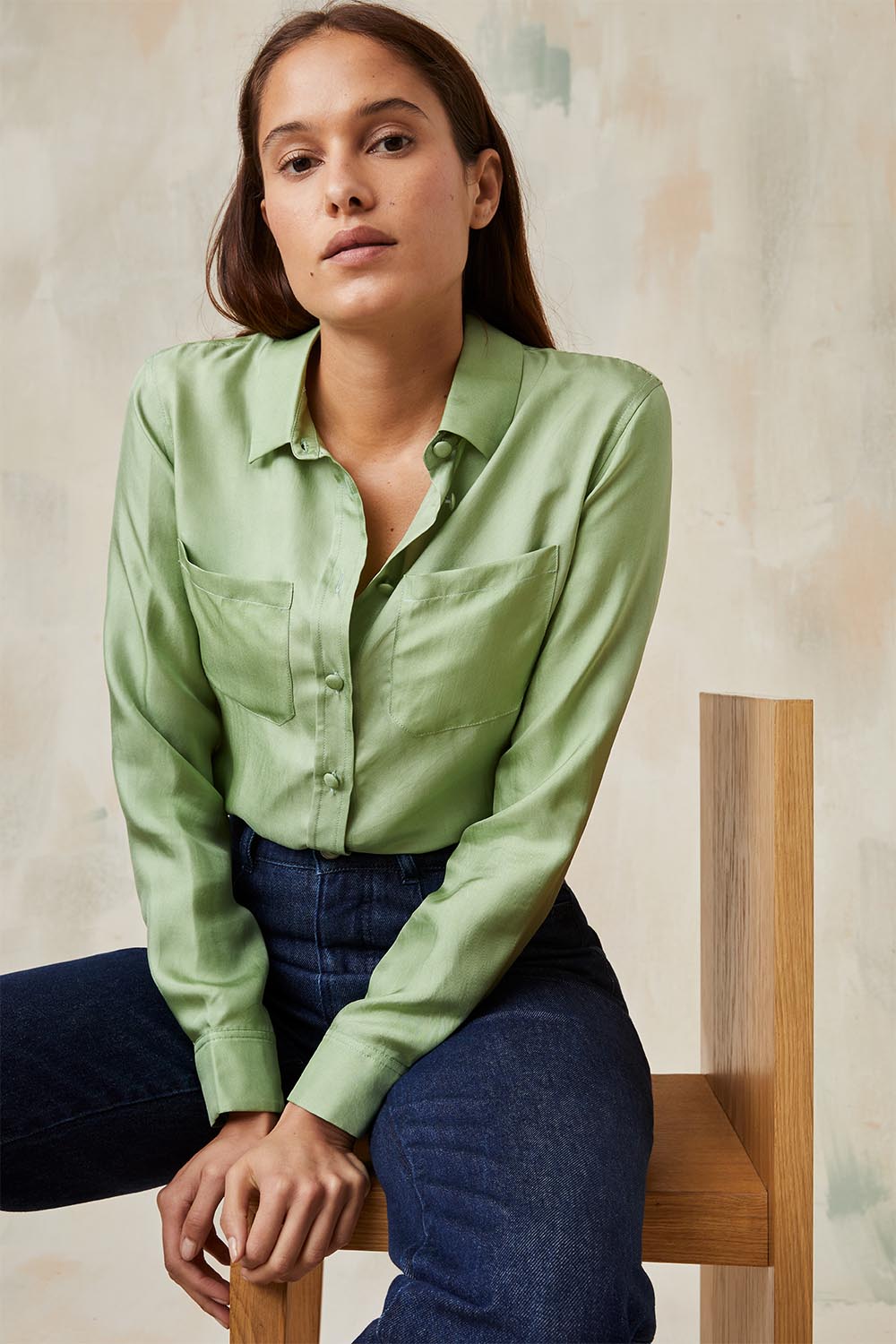 Chemise Femme Chemise Ete 2020 Chemise En Soie Pistache Femme