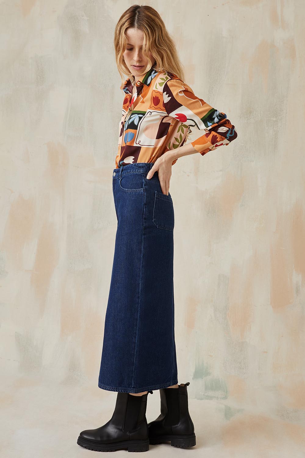 Jupe Longue Denim Denim Brut Femme – SOI PARIS