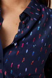 Chemisier en soie Reine Elisabeth Bleu