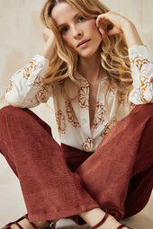 Pantalon Idéaliste en velours Châtaigne