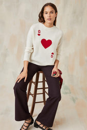 Dame de Cœur White Wool Sweater