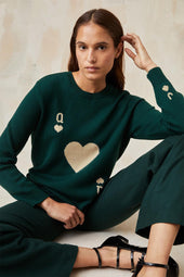 Jersey de lana verde Dame de Cœur