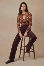 Pantalon Idéaliste en velours Cappuccino - Soi Paris
