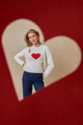 Dame de Cœur White Wool Sweater