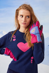 Pull Dame de Cœur Bleu en Laine