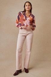 Pantalon Idéaliste en velours Rose Poudré