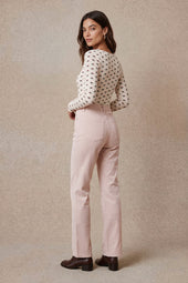 Pantalon Idéaliste en velours Rose Poudré - Soi Paris