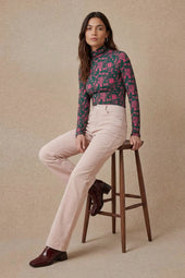 Pantalon Idéaliste en velours Rose Poudré - Soi Paris