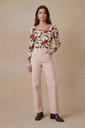 Pantalon Idéaliste en velours Rose Poudré - Soi Paris
