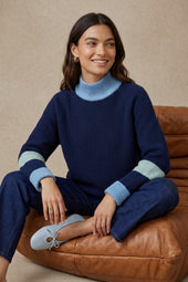 Pull Audacieuse Bleu Polaire en Laine