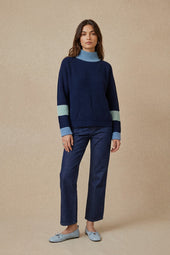 Pull Audacieuse Bleu Polaire en Laine