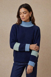Pull Audacieuse Bleu Polaire en Laine