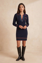Robe Paolo Bleu Profond sur Olivia, mannequin taille 36 #taille Olivia porte une taille 36