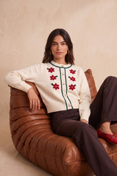 Cardigan Sissi Crème en Laine