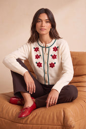Cardigan Sissi Crème en Laine