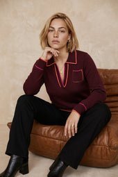 Pull Paolo Merlot sur Lou, mannequin taille 42 #taille Lou porte une taille 42