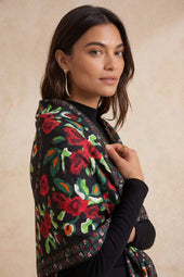 Foulard en soie Rose des Nuits