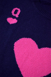 Pull Dame de Cœur Bleu en Laine