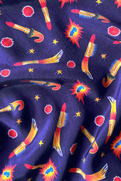 Tissu Rocket Lipstick Bleu 1,5m