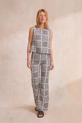 Anasa Fusion Pants Black and White