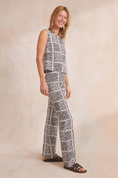 Anasa Fusion Pants Black and White