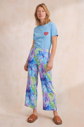 Pantalón fluido Hibiscus Azur