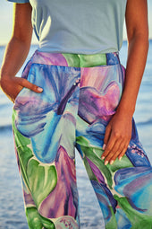 Pantalón fluido Hibiscus Azur