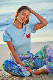 Pantalón fluido Hibiscus Azur