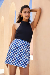 Mini Jupe Echec et Mat Bleu