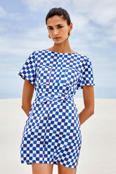 Vestido Gaïa Checkmate Azul