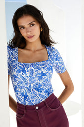 Oiseau de Nuit blue cotton Paresseuse T-shirt