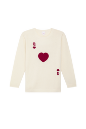 Pull Dame de Cœur Blanc en Laine