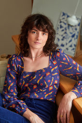 Rocket Lipstick Blue Bohemian Blouse