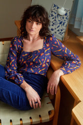 Blouse Bohémienne Rocket Lipstick Bleu