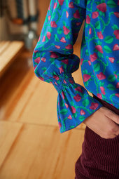 Blouse Flamboyante Fraises Volantes Bleu