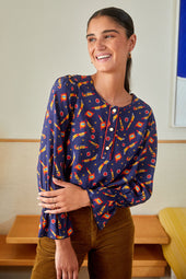 Blouse Flamboyante Rocket Lipstick Bleu