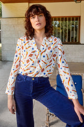 Blusa de seda luminosa Rocket Lipstick White