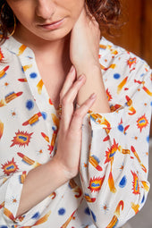 Blusa de seda luminosa Rocket Lipstick White
