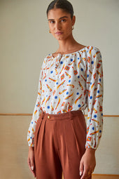 Radieuse silk blouse Rocket Lipstick White