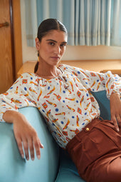 Radieuse silk blouse Rocket Lipstick White