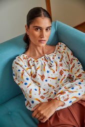 Radieuse silk blouse Rocket Lipstick White